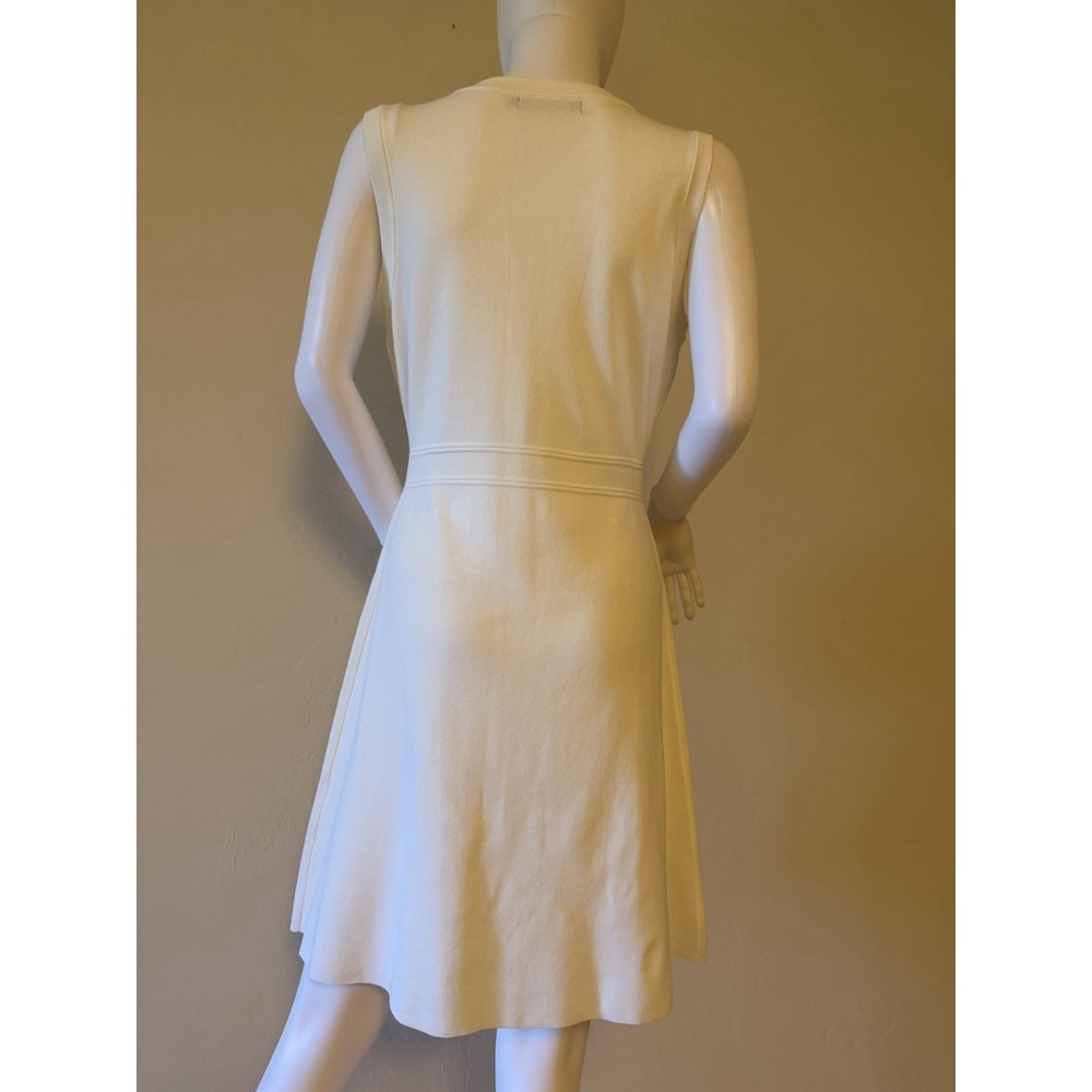MEROKEETY Women's White Knit Sleeveless Sweater Dress With Golden Buttons Size S - Picture 11 of 16